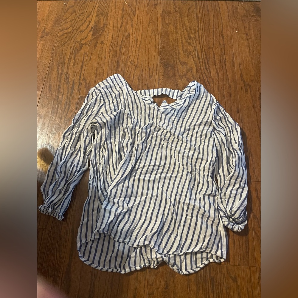 Maurices Blue and White Striped Blouse